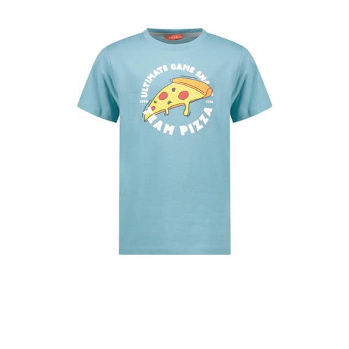 TYGO & vito T-shirt Jaimy met printopdruk aqua blauw Jongens Biologisch katoen Ronde hals