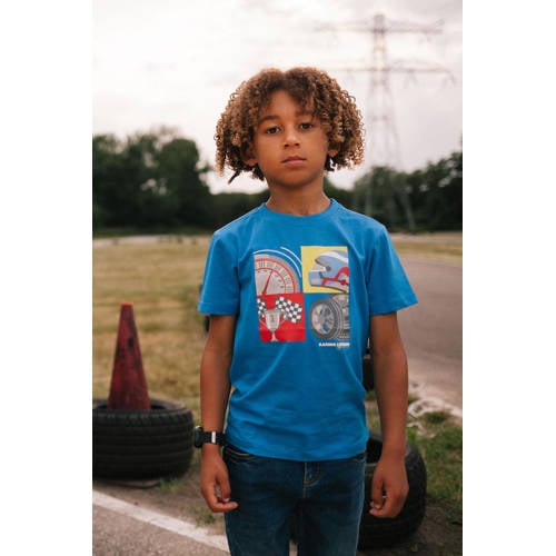 TYGO & vito T-shirt Joël met printopdruk felblauw Jongens Katoen Ronde hals 92