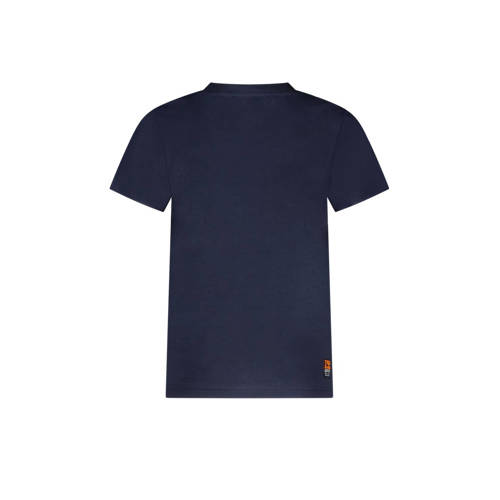 TYGO & vito T-shirt Jaimy met tekst donkerblauw multi Jongens Biologisch katoen Ronde hals 92