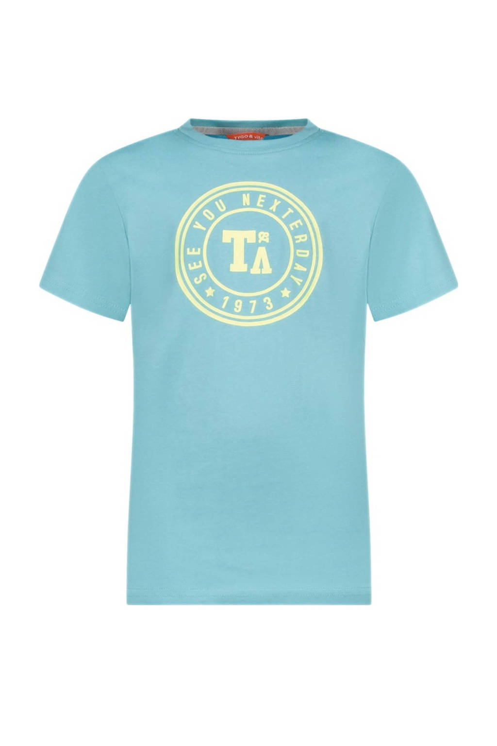 TYGO vito T-shirt Jaimy met printopdruk aquablauw