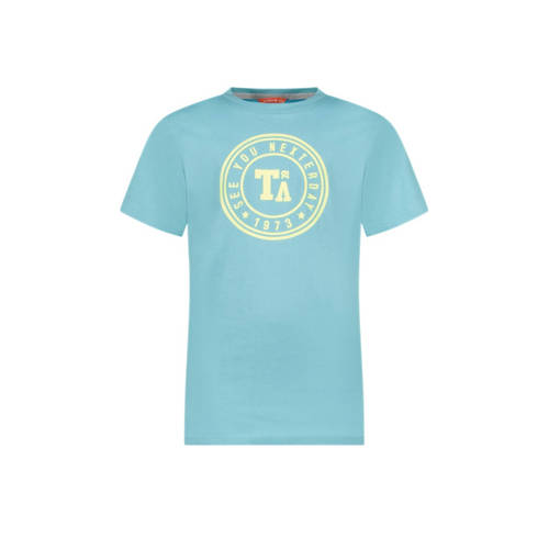 TYGO & vito T-shirt Jaimy met printopdruk aquablauw Jongens Katoen Ronde hals