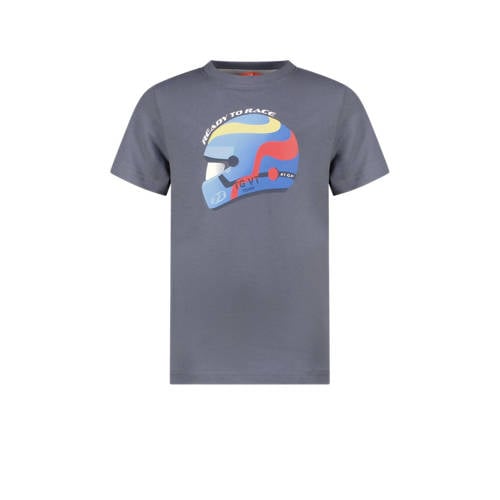 TYGO & vito T-shirt Wessel met printopdruk staalgrijs Jongens Katoen Ronde hals