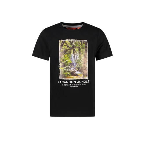TYGO & vito T-shirt John met printopdruk zwart Jongens Biologisch katoen Ronde hals