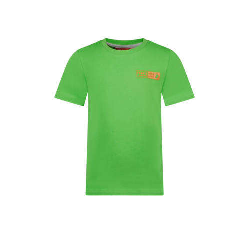 TYGO & vito T-shirt Tijn met printopdruk neongroen Jongens Biologisch katoen Ronde hals
