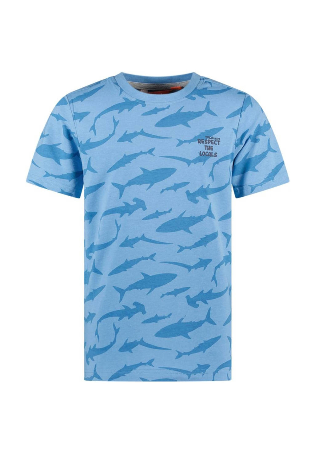 TYGO & vito T-shirt Thijs met all over print lichtblauw