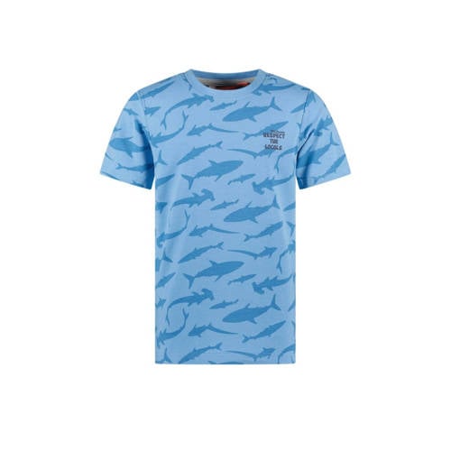 TYGO & vito T-shirt Thijs met all over print lichtblauw Jongens Katoen Ronde hals - 110/116