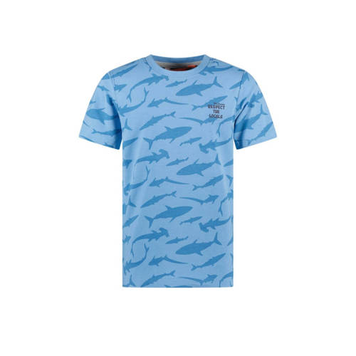 TYGO & vito T-shirt Thijs met all over print lichtblauw Jongens Biologisch katoen Ronde hals