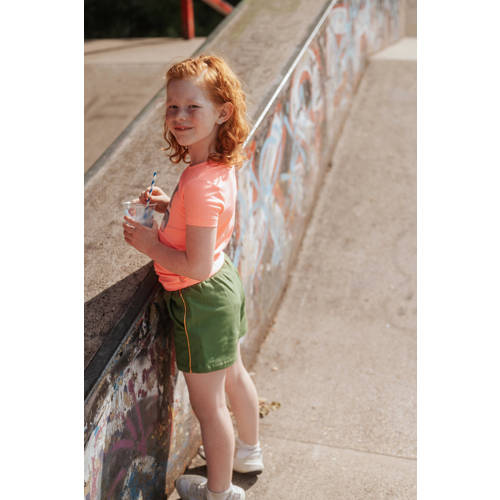 TYGO & vito regular fit casual short Peggy met zijstreep olijfgroen Korte broek Meisjes Katoen 92