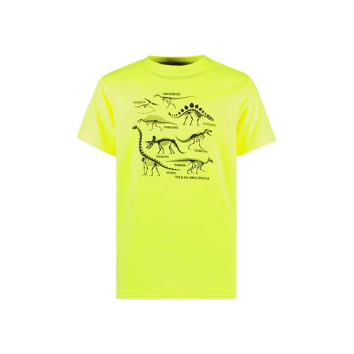 TYGO & vito T-shirt James met printopdruk neongeel Jongens Biologisch katoen Ronde hals