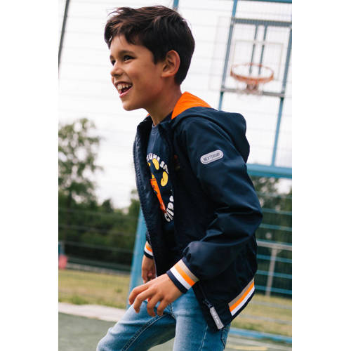 TYGO & vito zomerjas Jennoah met logo donkerblauw oranje Jongens Polyester Capuchon 92