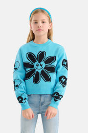 thumbnail: Shoeby trui met all over print turquoise