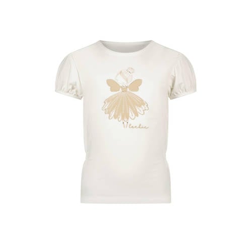 Le Chic T-shirt NOMS met printopdruk wit Meisjes Katoen Ronde hals Printopdruk - 104