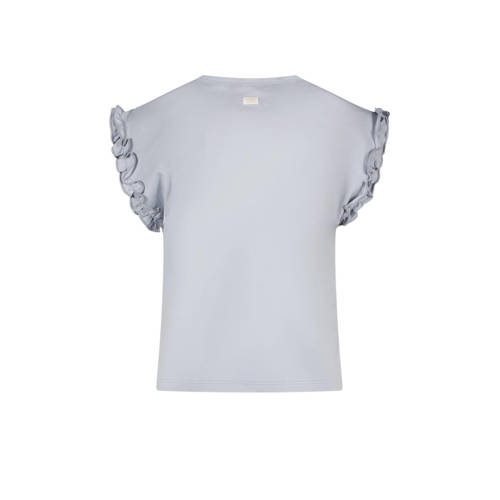 Le Chic T-shirt NOPALY met printopdruk en ruches lichtblauw Meisjes Stretchkatoen Ronde hals 98