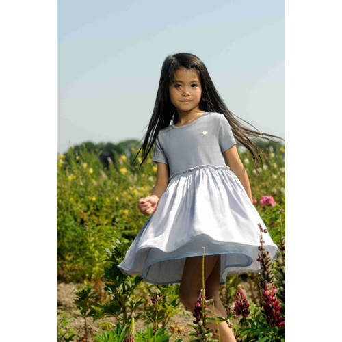 Le Chic A-lijn jurk SMOOR lichtblauw Meisjes Polyester Ronde hals Effen 98