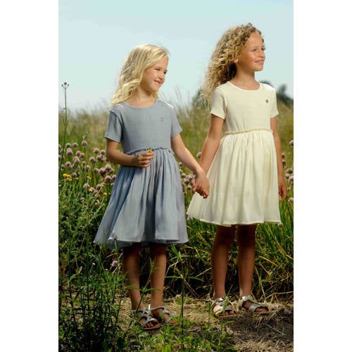 Le Chic A-lijn jurk SMOOR lichtblauw Meisjes Polyester Ronde hals Effen 98