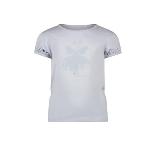 Le Chic T-shirt NOMS met printopdruk lichtblauw Meisjes Katoen Ronde hals - 104