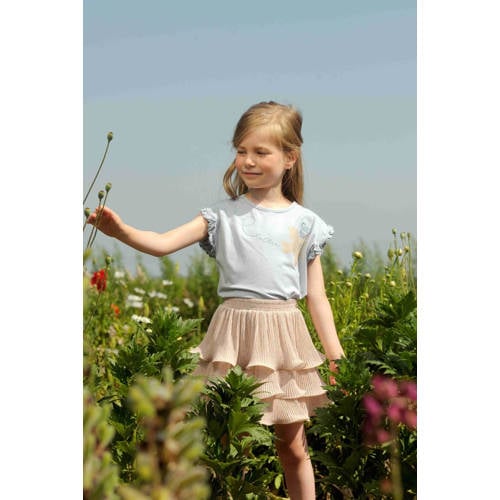 Le Chic gebloemde rok TESRA beige lichtblauw Meisjes Gerecycled polyester 104