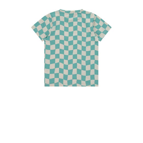 Stains&Stories T-shirt met all over print turquoise wit Blauw Jongens Katoen Ronde hals 80