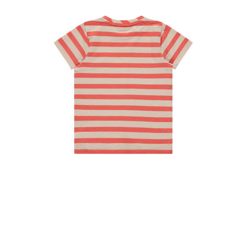 Stains&Stories gestreept T-shirt oranje grijs Jongens Katoen Ronde hals 80