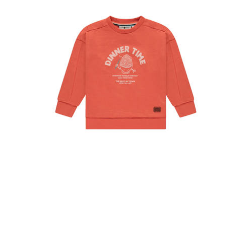 Stains&Stories sweater met printopdruk oranje Jongens Katoen Ronde hals