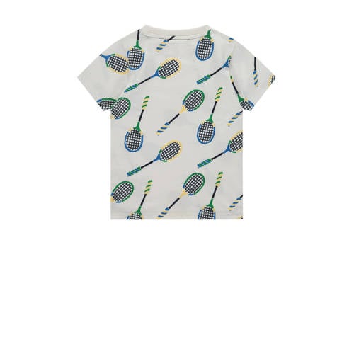 Stains&Stories T-shirt met all over print ecru groen Jongens Katoen Ronde hals 104