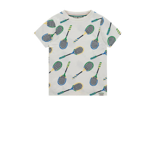 Stains&Stories T-shirt met all over print ecru/groen Jongens Katoen Ronde hals