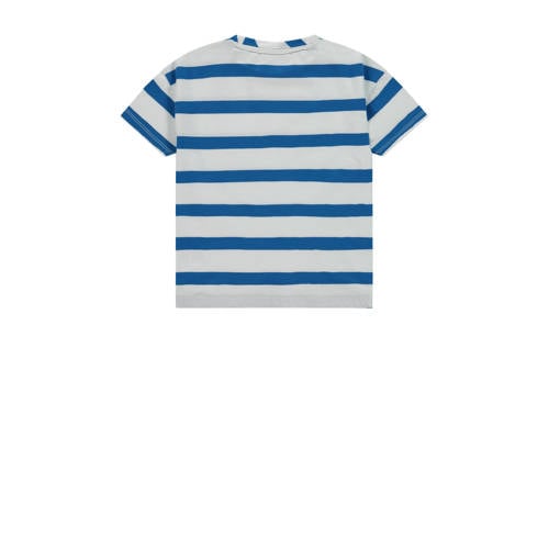 Stains&Stories gestreept T-shirt blauw grijs Jongens Stretchkatoen Ronde hals 86