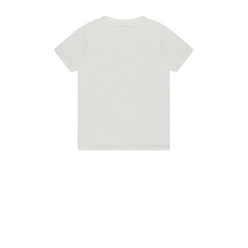 Stains&Stories T-shirt met printopdruk offwhite groen zwart Wit Jongens Stretchkatoen Ronde hals 92