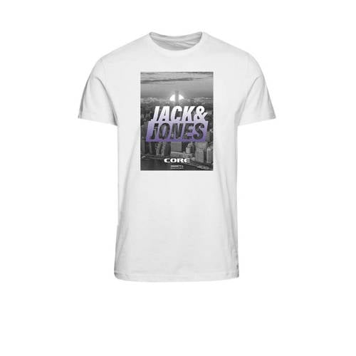 JACK & JONES JUNIOR T-shirt JCOPHOTO met logo wit Jongens Katoen Ronde hals
