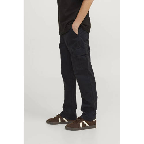 jack & jones JUNIOR loose fit cargobroek JPSTKANE JJHARLOW zwart Jongens Stretchkatoen 128