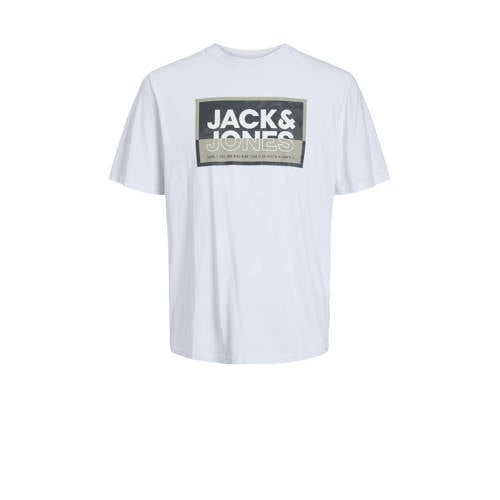 JACK & JONES JUNIOR T-shirt JCOLOGAN met logo wit Jongens Katoen Ronde hals