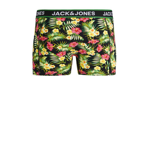 Jack & jones JUNIOR boxershort JACPINK FLOWERS set van 3 zwart groen geel Jongens Stretchkatoen 128