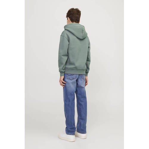 Jack & jones JUNIOR hoodie JORVESTERBRO met tekst zachtgroen Sweater Tekst 116