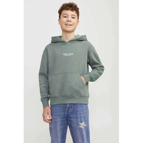 jack & jones JUNIOR hoodie JORVESTERBRO met tekst zachtgroen Sweater Tekst 116