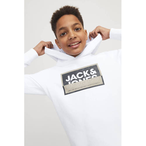 Jack & jones JUNIOR hoodie JCOLOGAN met logo wit Sweater Logo 140