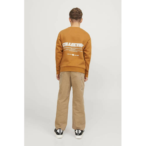 jack & jones JUNIOR high waist loose fit jeans JJIALEX JJCARPENTER tigers eye Bruin Jongens Katoen 128
