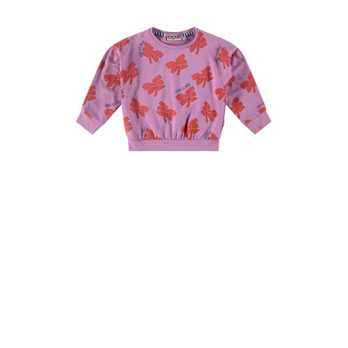 Stains&Stories sweater met all over print paars/oranje All over print - 104