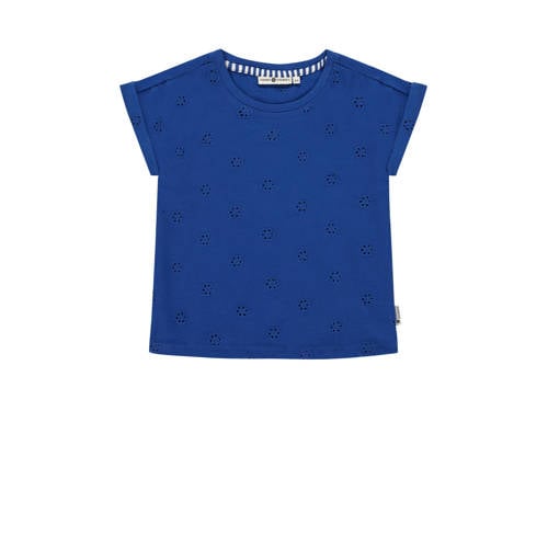 Stains&Stories gebloemd T-shirt helderblauw Meisjes Stretchkatoen Ronde hals