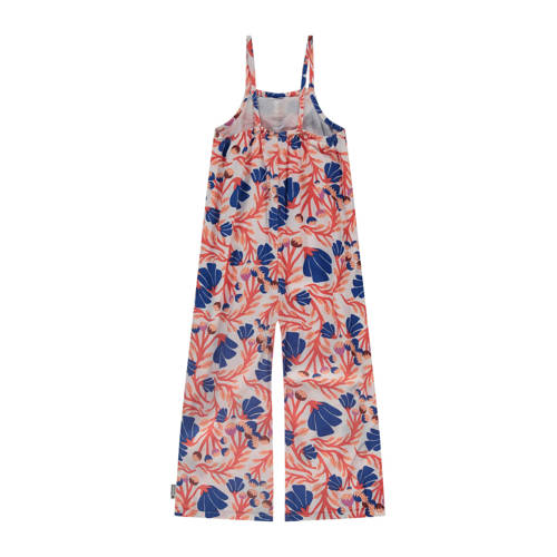 Stains&Stories jumpsuit met all over print ecru blauw oranje Meisjes Viscose Vierkante hals 86