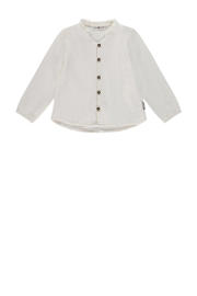 thumbnail: Witte meisjes Stains&Stories blouse van katoen met effen, lange mouwen, ronde hals en knoopsluiting