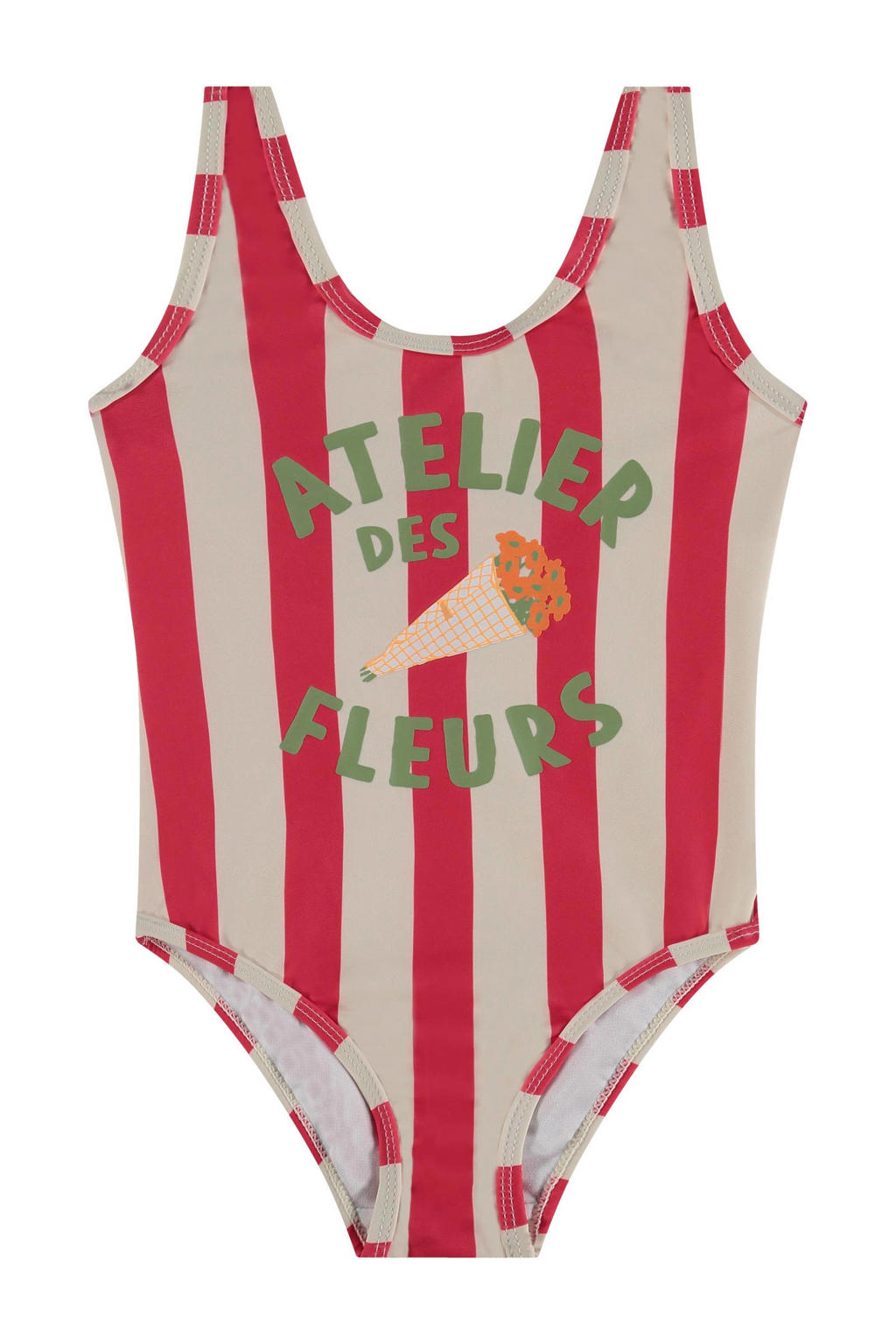 Stains&Stories badpak met strepen dessin rood/wit