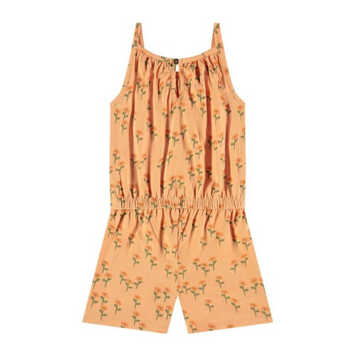 Stains&Stories playsuit met all over print oranje groen Meisjes Stretchkatoen Ronde hals 110