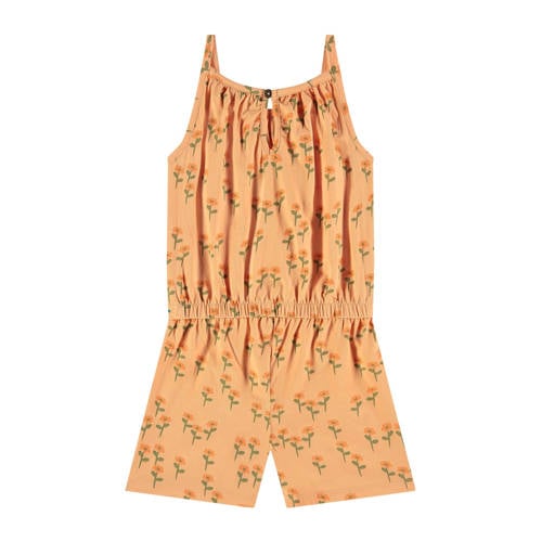 Stains&Stories playsuit met all over print oranje groen Meisjes Stretchkatoen Ronde hals 110