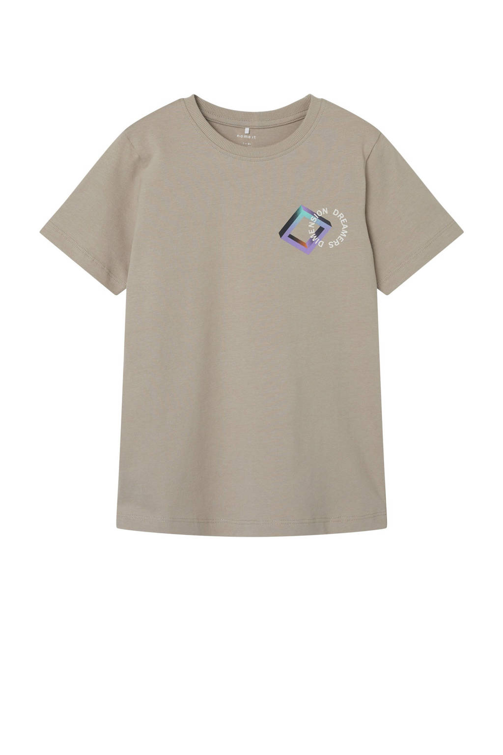 T-shirt NKMBATHIAS met backprint beige