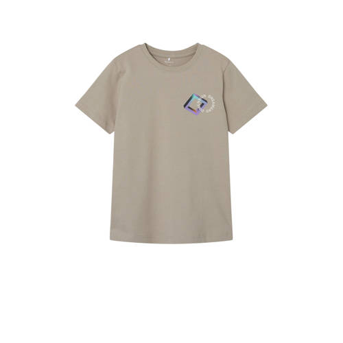 NAME IT KIDS T-shirt NKMBATHIAS met backprint beige Jongens Katoen Ronde hals