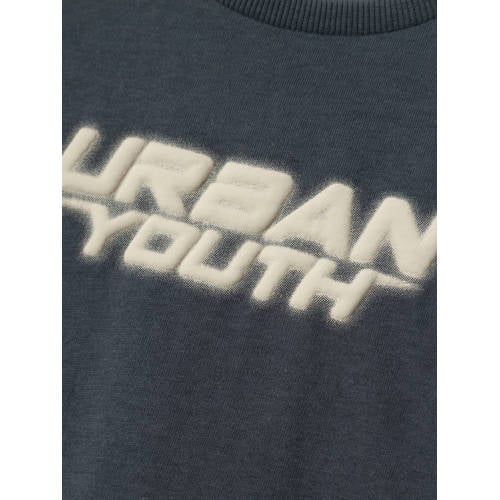 name it KIDS T-shirt NKMBASTANJE met backprint donkerblauw Jongens Katoen Ronde hals 116