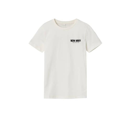 NAME IT KIDS T-shirt NKMBASTANJE met biologisch katoen offwhite Wit Backprint