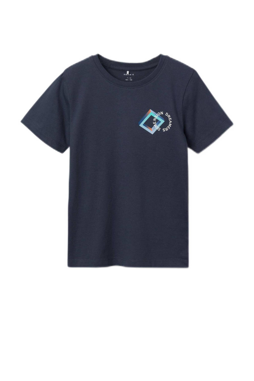 T-shirt NKMBATHIAS met backprint donkerblauw
