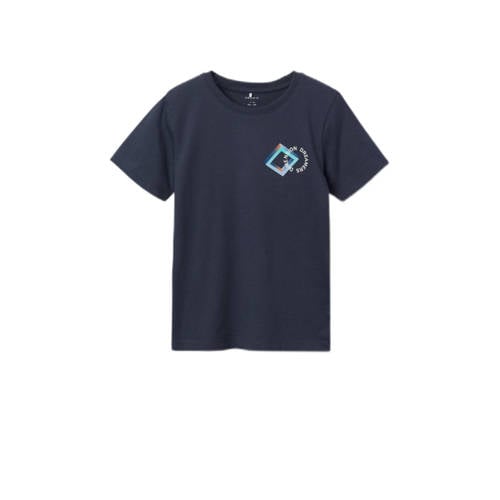 NAME IT KIDS T-shirt NKMBATHIAS met backprint donkerblauw Jongens Katoen Ronde hals - 116