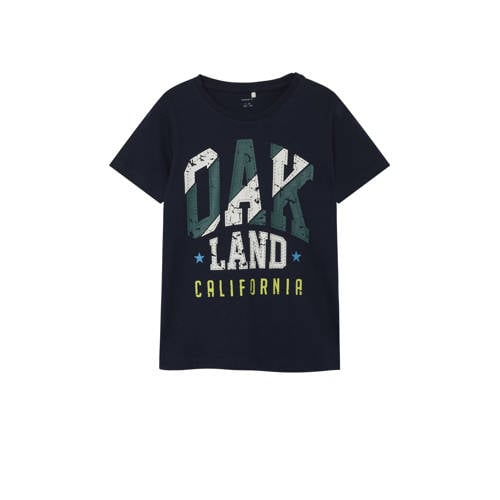 NAME IT KIDS T-shirt NMMBERTE met printopdruk donkerblauw/groen/wit Jongens Katoen Ronde hals - 116